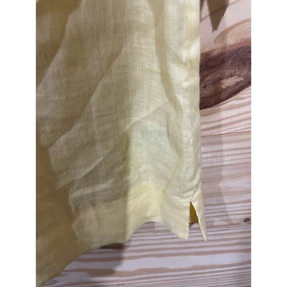 Charter Club 100% Linen Yellow Blouse with Tie Sleeves, size S - Picture 3 of 7